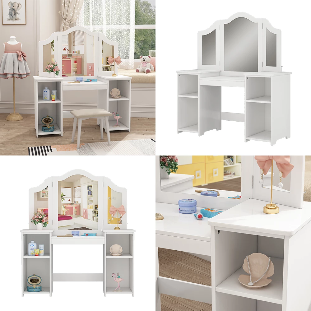 Vicco tavolo da trucco per bambini "Estella", Bianco, 105 x 118 cm Con specchio
