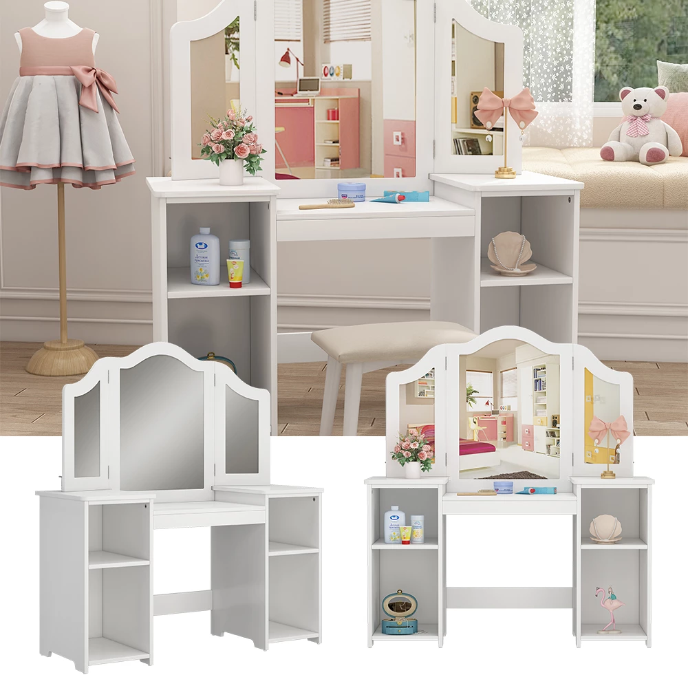 Vicco tavolo da trucco per bambini "Estella", Bianco, 105 x 118 cm Con specchio
