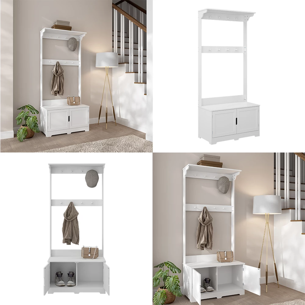 livinity® Garderobe Weiß 80 x 180 cm mit 2 Türen, Lysa