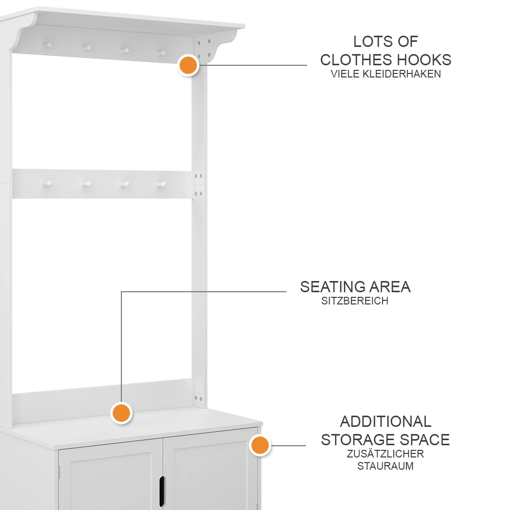 livinity® Garderobe Weiß 80 x 180 cm mit 2 Türen, Lysa