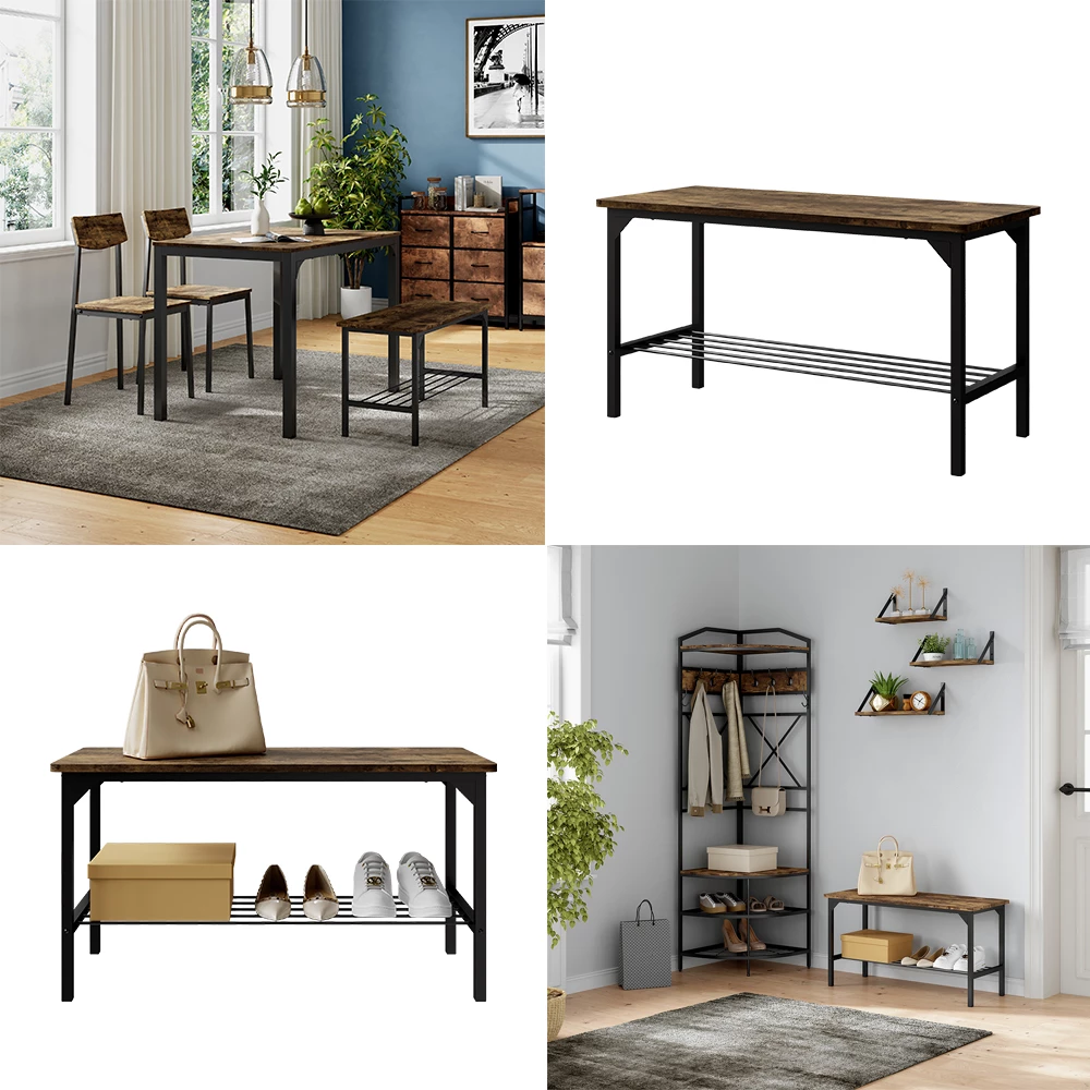 Sitzbank Fyrk Schwarz/Eiche rustikal 85 x 36 cm livinity®