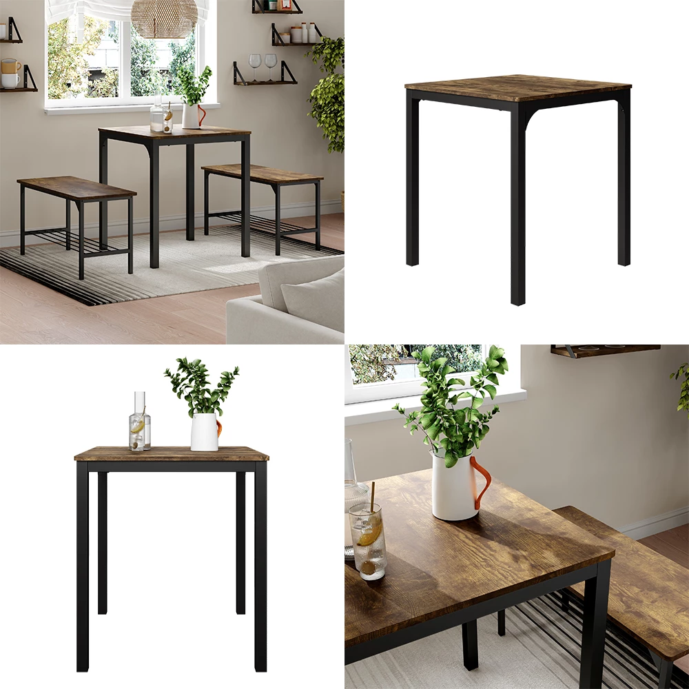 Esstisch Fyrk Schwarz/Eiche rustikal 70 x 70 cm livinity®