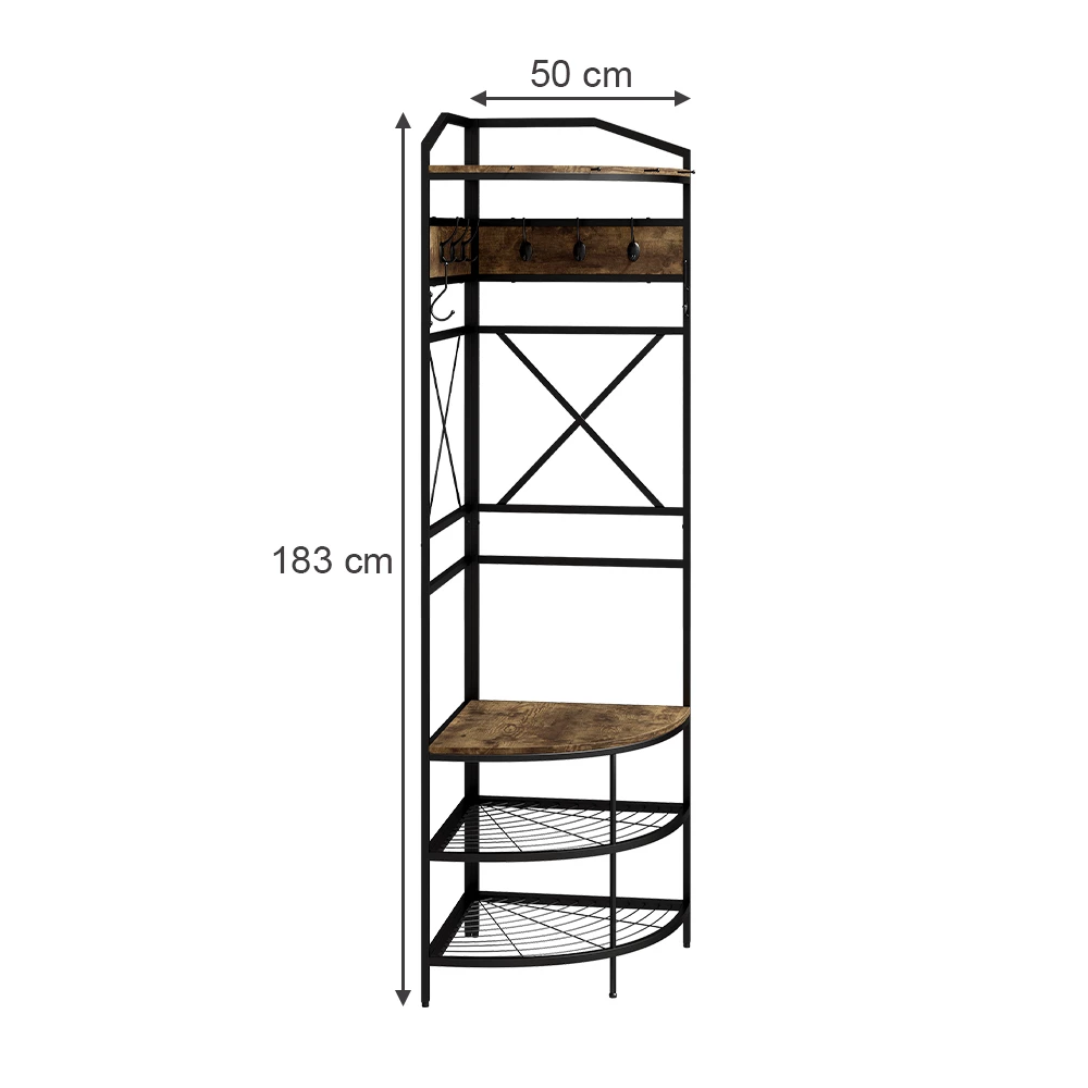 livinity® Garderobe Schwarz/Eiche rustikal 50 x 183 cm, Fyrk