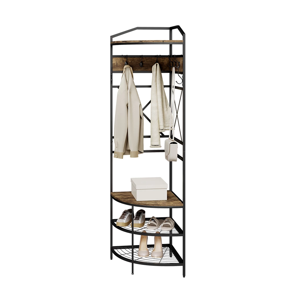 livinity® Garderobe Schwarz/Eiche rustikal 50 x 183 cm, Fyrk