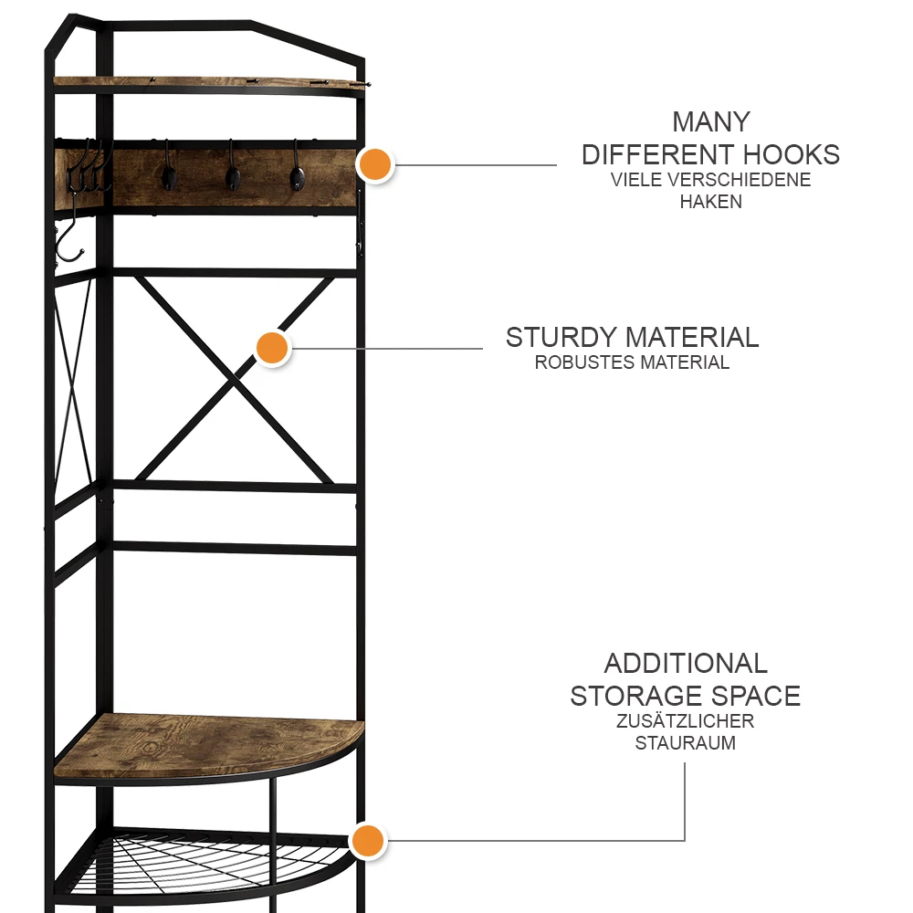 livinity® Garderobe Schwarz/Eiche rustikal 50 x 183 cm, Fyrk