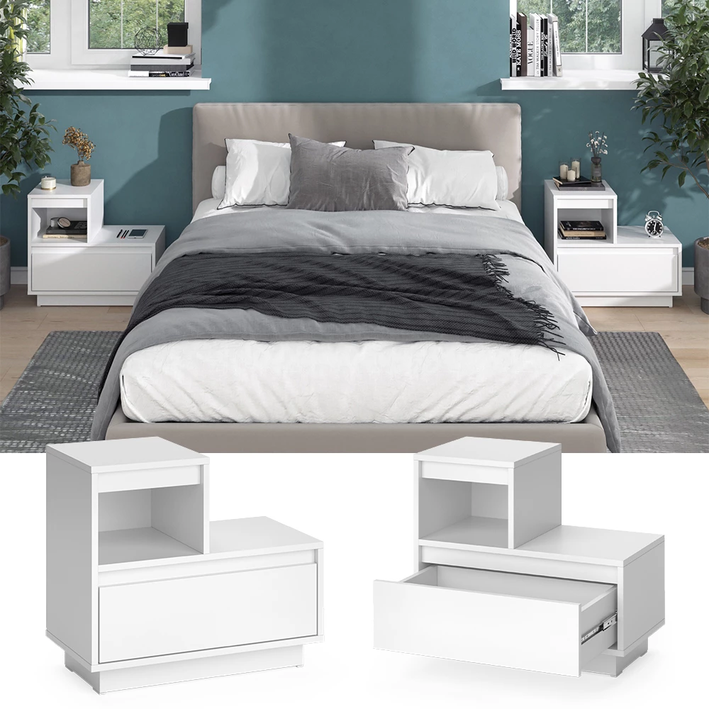 Vicco Nachttisch Branco 59.4x53.2 cm2er Set, Tina