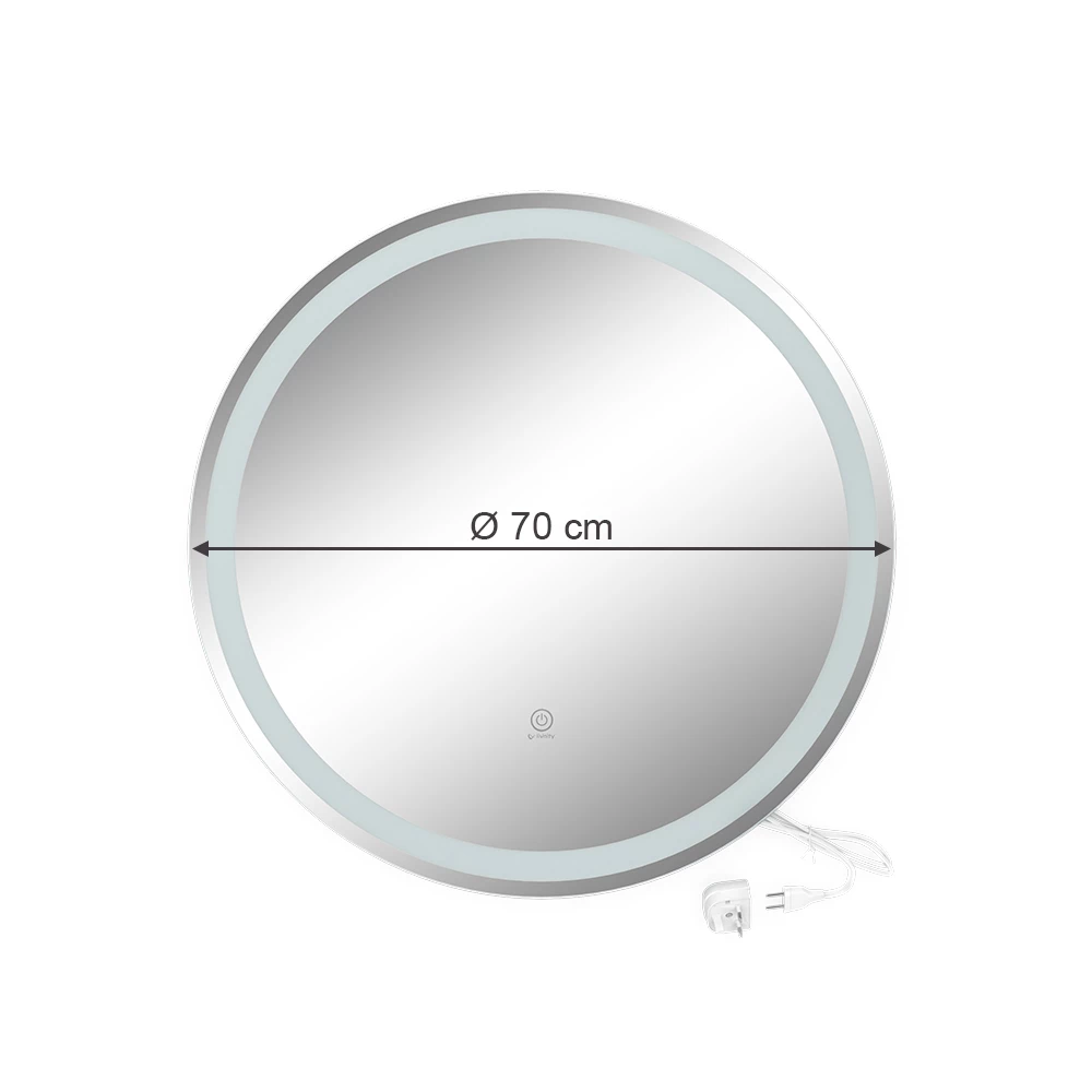 Vicco Spiegel mit LED-Beleuchtung Weiß 70 cm mit Touchschalter, Lumos