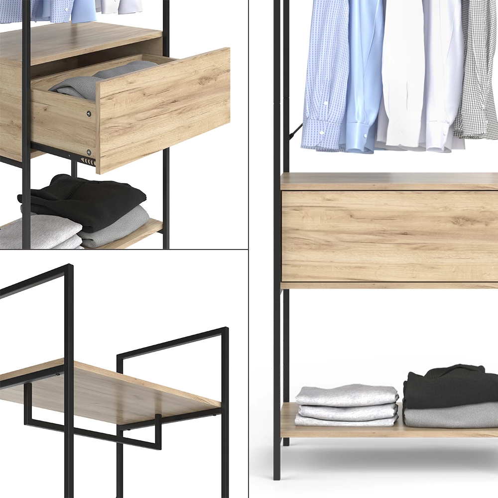 Nærbillede af Garderobe i farven Træ, der viser design og overfladedetaljer