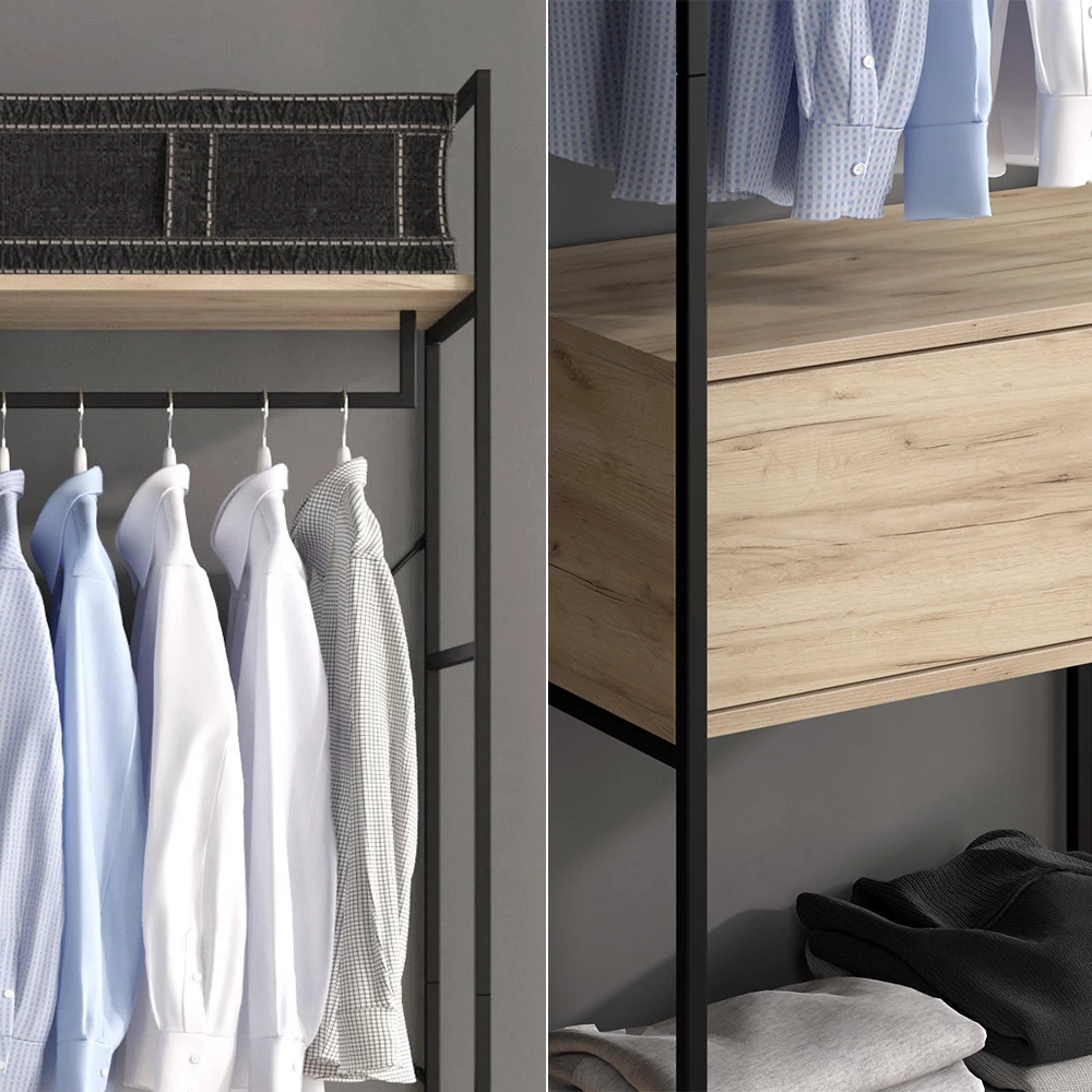 Nærbillede af Garderobe i farven Træ, der viser struktur/detaljer
