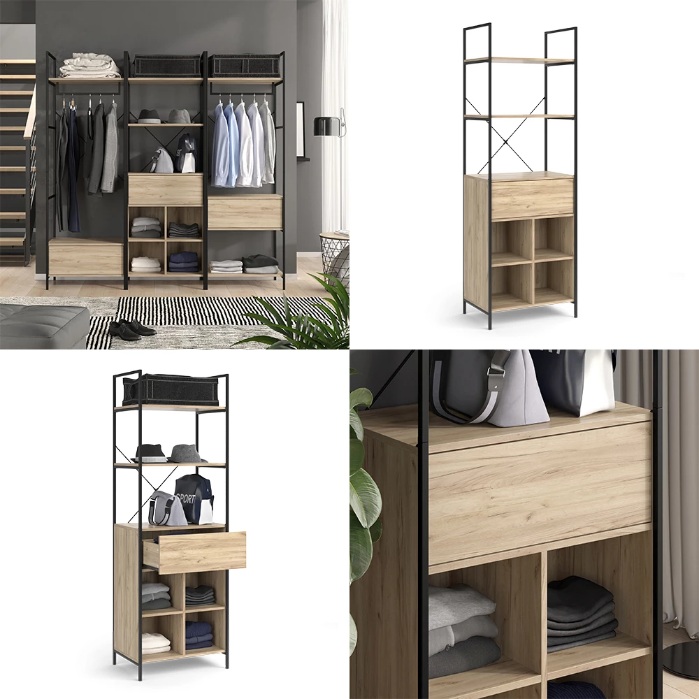 Armadio A Ripiani Enya In Legno – 60x180 Cm, Con Cassetto, Ideale Per Camera, Corridoio O Soggiorno