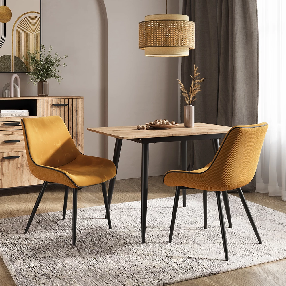 Vicco Scaun de masă Galben Set de 2, Eleganza