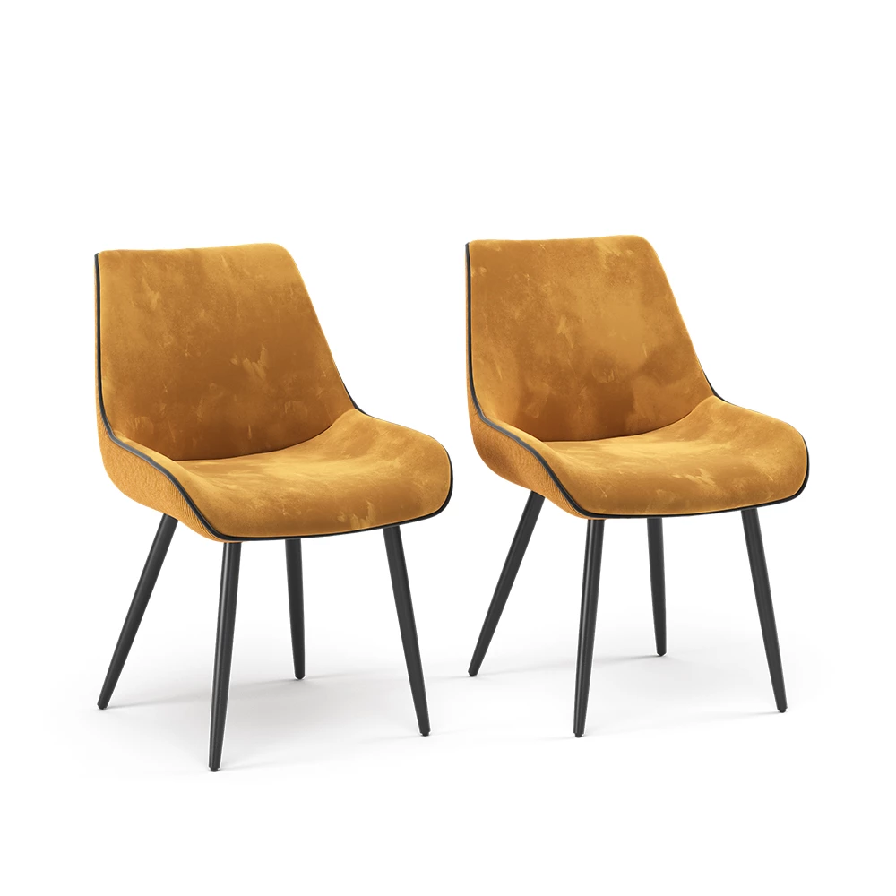 Vicco Scaun de masă Galben Set de 2, Eleganza