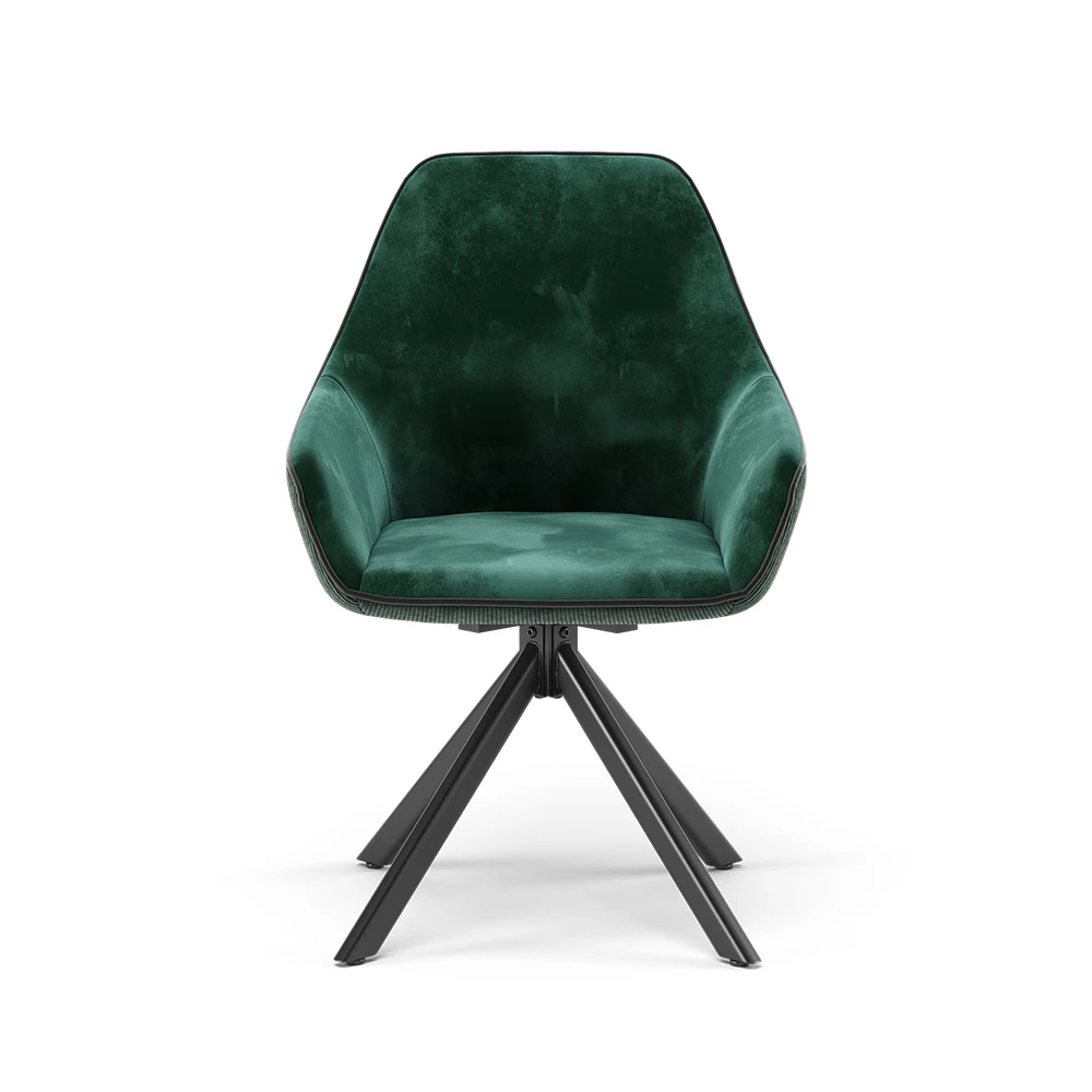 Loungestol in Mörkgrön on white background with decorative elements