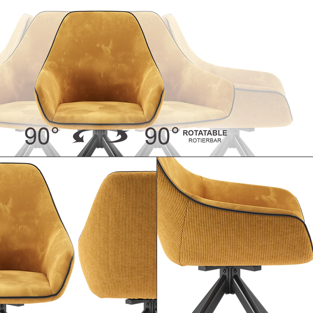 Nærbillede af Loungestol i farven Sennepsgul, der viser design og overfladedetaljer