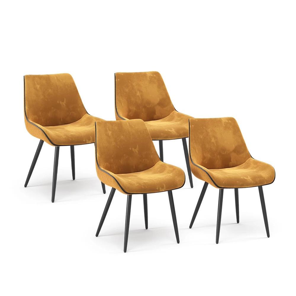 Vicco Krzesło do jadalni Żółty Zestaw 4, Eleganza
