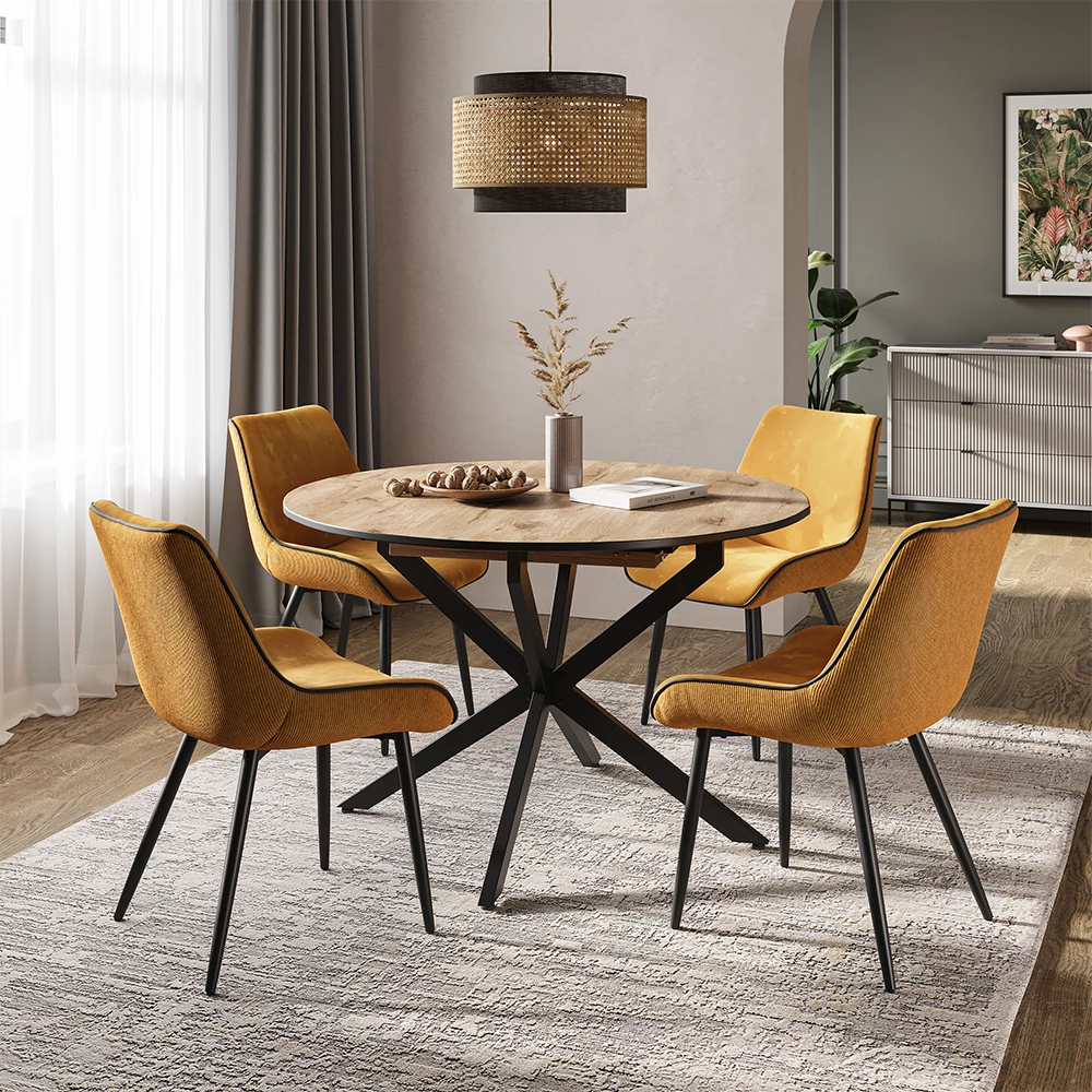 Vicco Krzesło do jadalni Żółty Zestaw 4, Eleganza