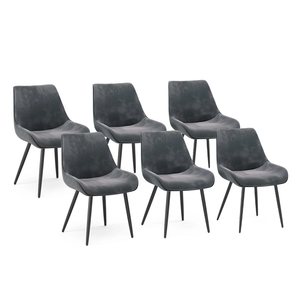 Vicco Scaun de masă antracit Set de 6, Eleganza