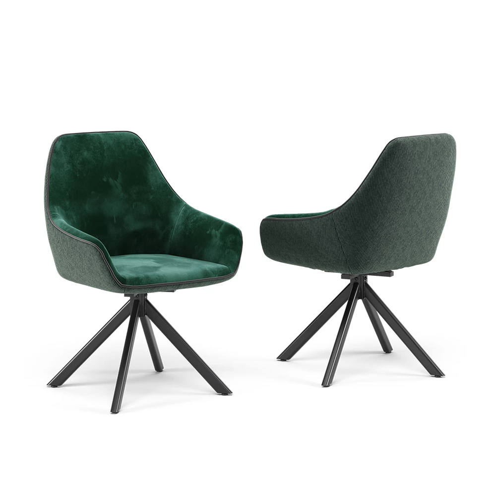 Loungestol in Mörkgrön on white background with decorative elements