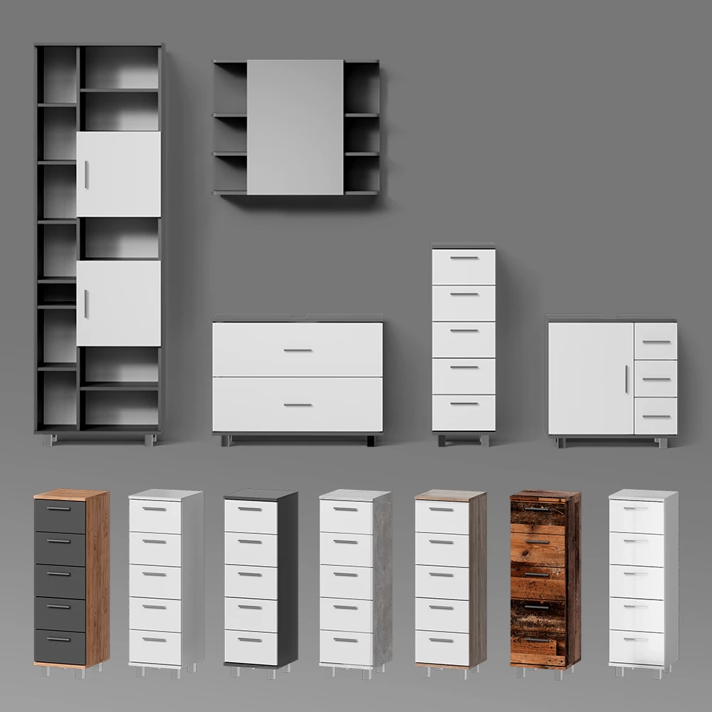 Badmöbel-Set Eisak Weiß/Sonoma 3 Teile, mit Unterschrank 80 cm livinity®