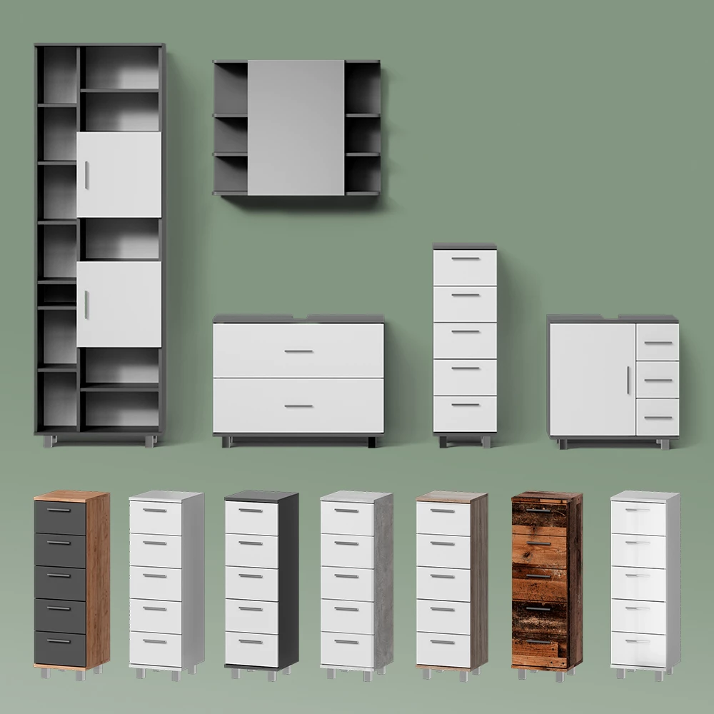 Badschrank Eisak Beton 30 x 95 cm livinity®