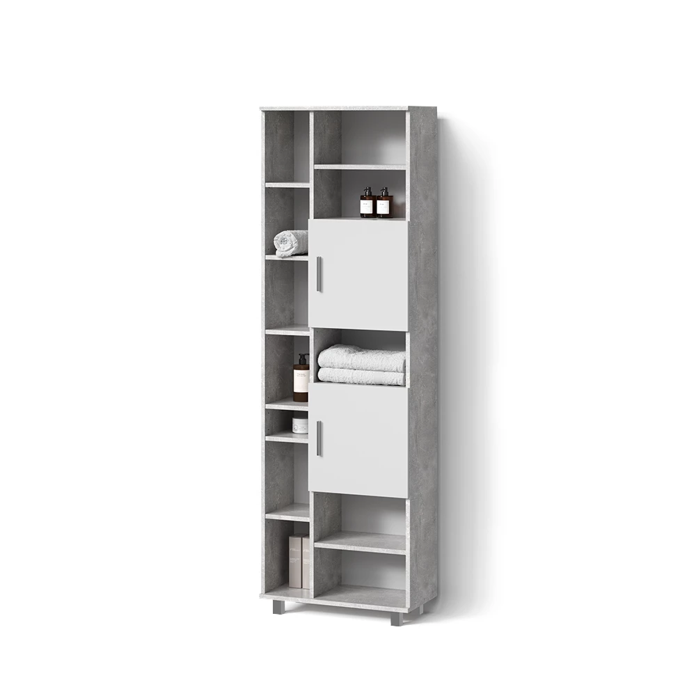 Badschrank in Beton auf weißem Hintergrund