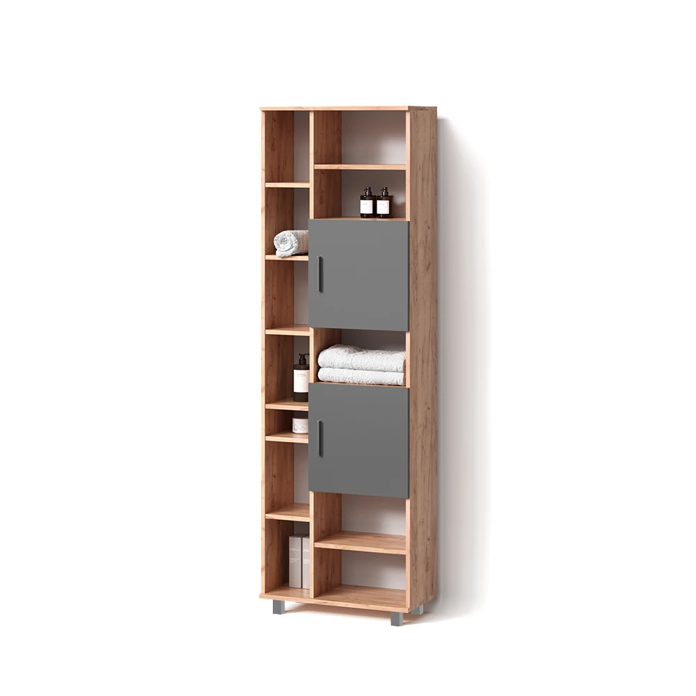Badschrank in Goldkraft Eiche auf weißem Hintergrund