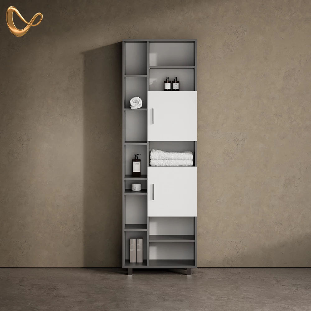 Badschrank Eisak Anthrazit/Weiß 60 x 190 cm livinity®