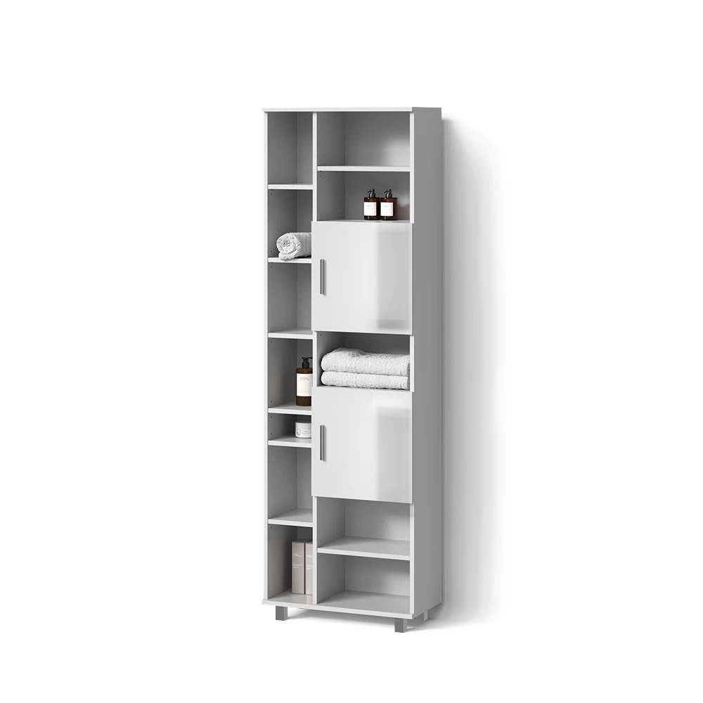 Badschrank in Weiß Hochglanz auf weißem Hintergrund