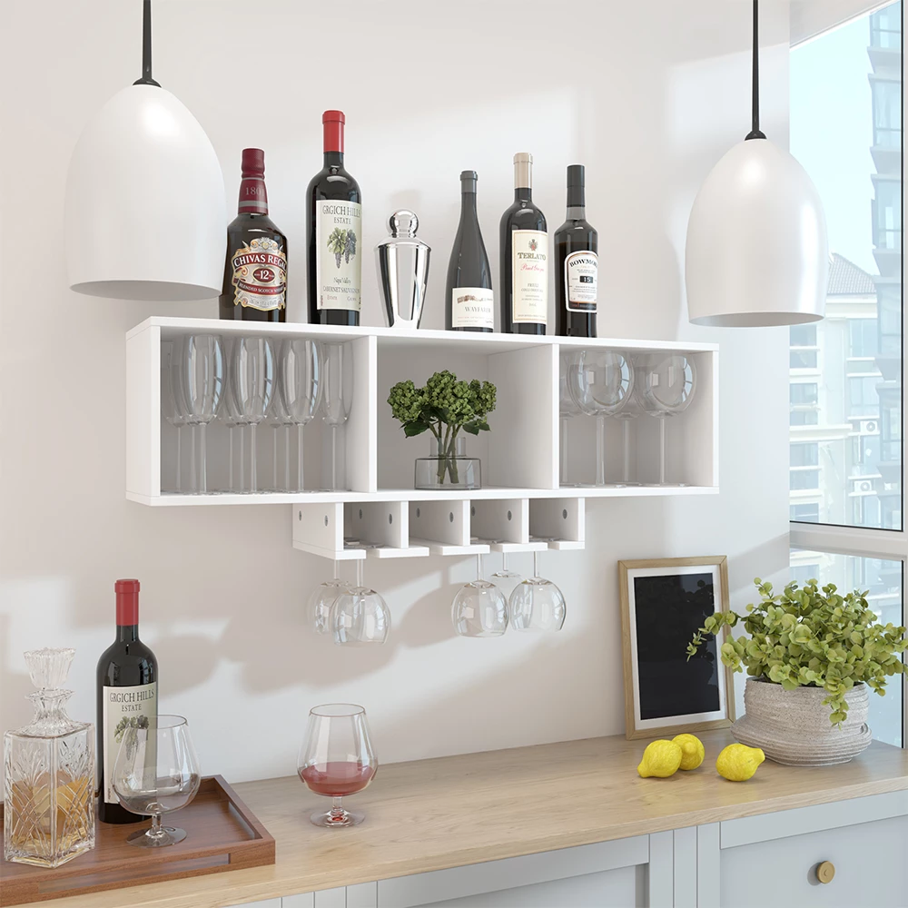 Portabicchieri da vino in Bianco, mostrato in un ambiente ambientale con decorazioni