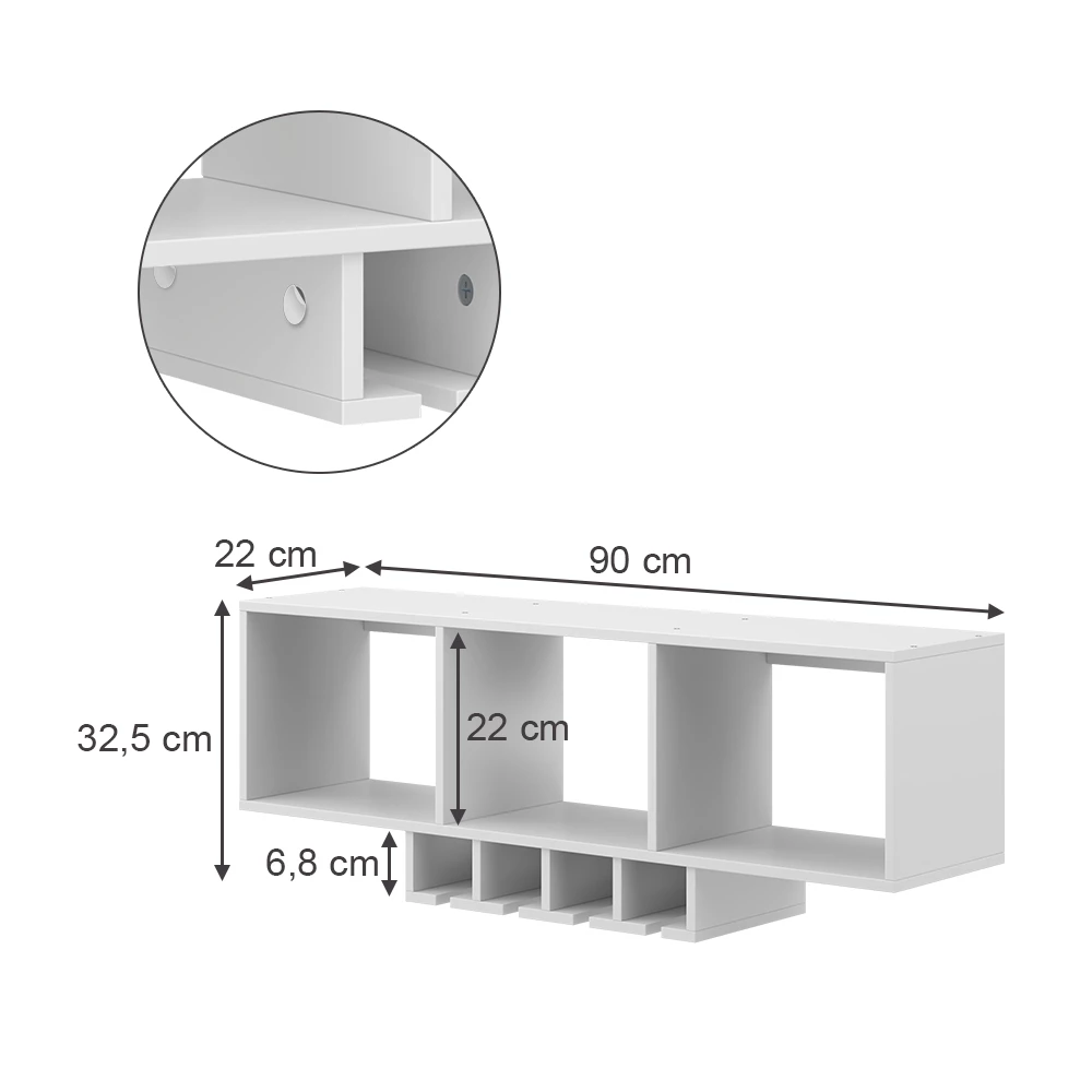 Portabicchieri da vino in Bianco su sfondo bianco con dimensioni visibili