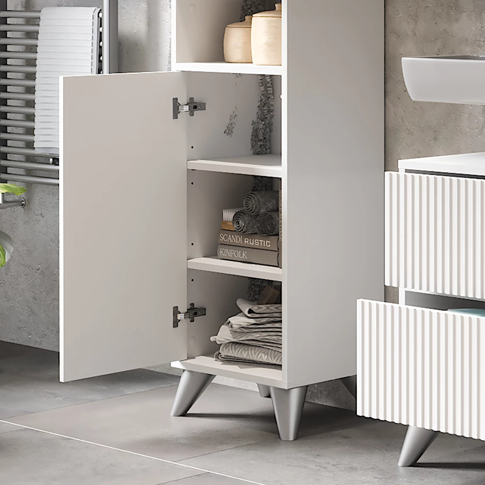 Vicco Armadio per il bagno Bianco 38 x 180 cm con 2 porte, Leano