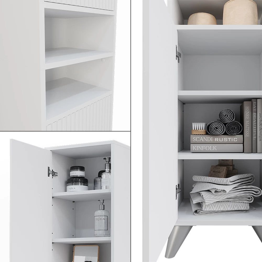 Vicco Armadio per il bagno Bianco 38 x 180 cm con 2 porte, Leano