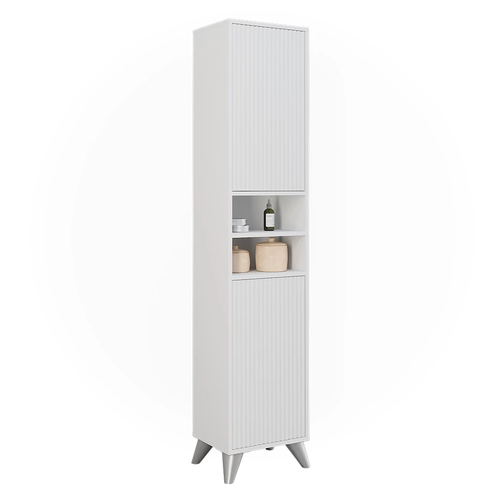 Vicco Armadio per il bagno Bianco 38 x 180 cm con 2 porte, Leano