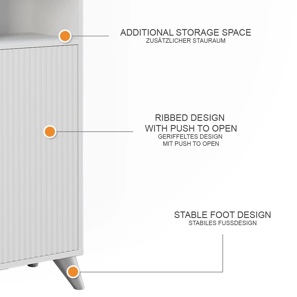 Vicco Armadio per il bagno Bianco 38 x 180 cm con 2 porte, Leano