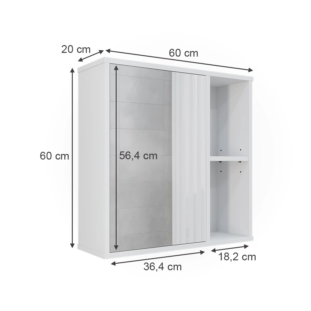 Vicco Badspiegelschrank Weiß 60 x 60 cm, Leano