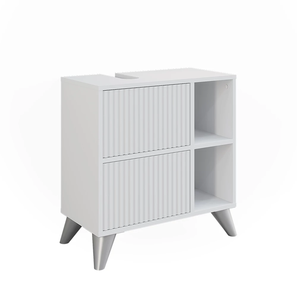 Vicco Waschbeckenunterschrank Weiß 60 x 62 cm mit 2 Schubladen, Leano