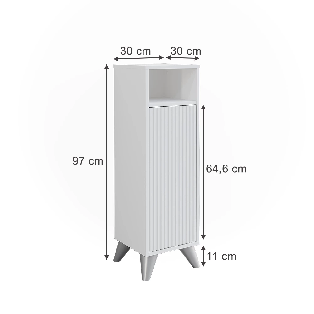 Vicco mobiletto bagno Bianco 30 x 97 cm con porta, Leano