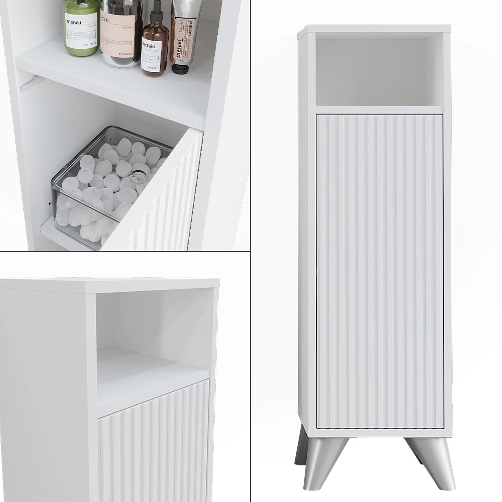 Vicco mobiletto bagno Bianco 30 x 97 cm con porta, Leano