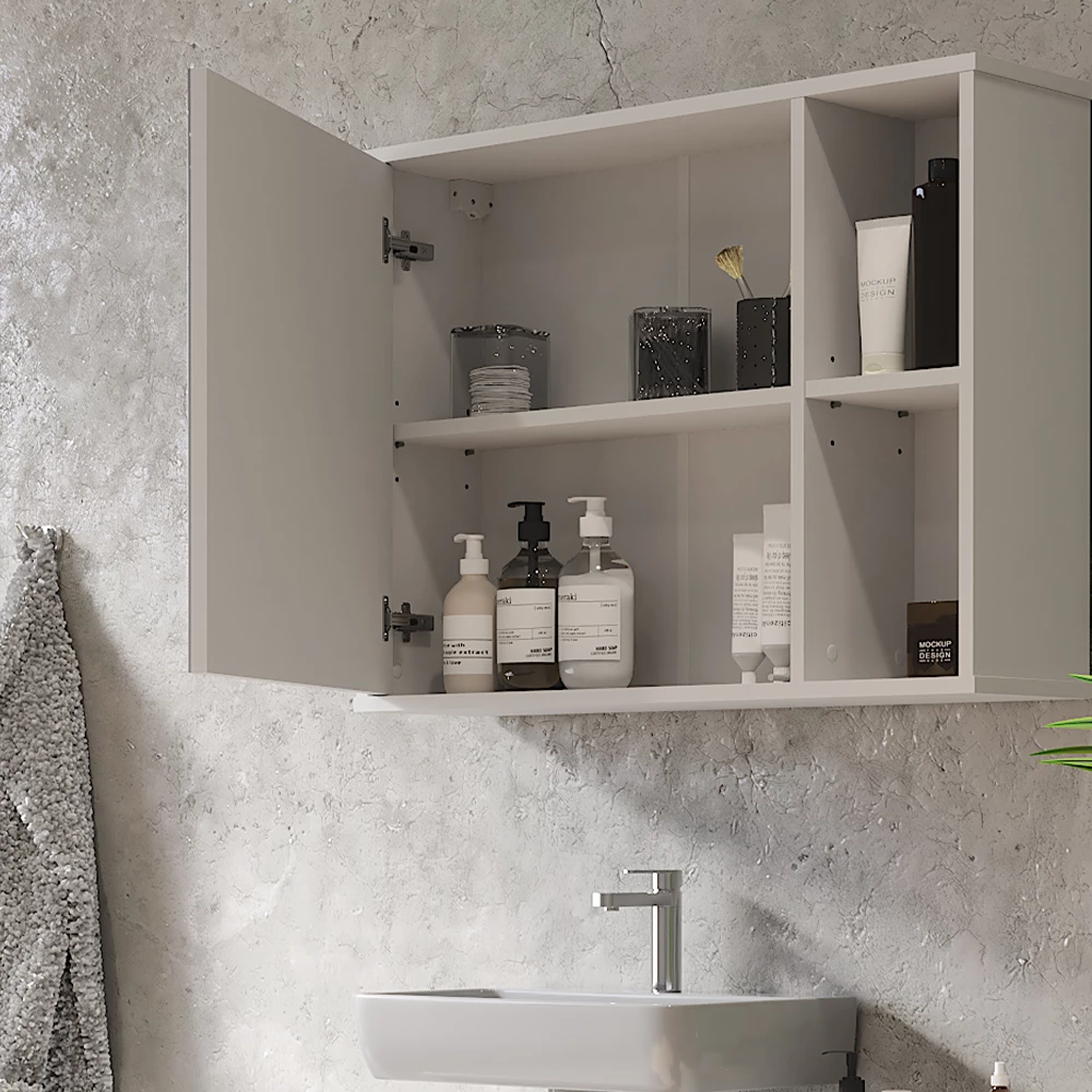 Vicco Badspiegelschrank Weiß 80 x 60 cm, Leano