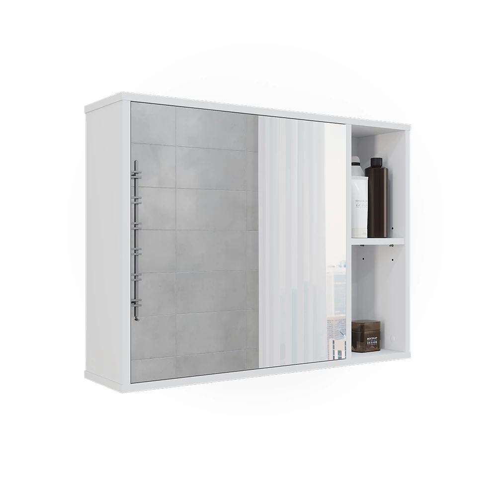Vicco Badspiegelschrank Weiß 80 x 60 cm, Leano
