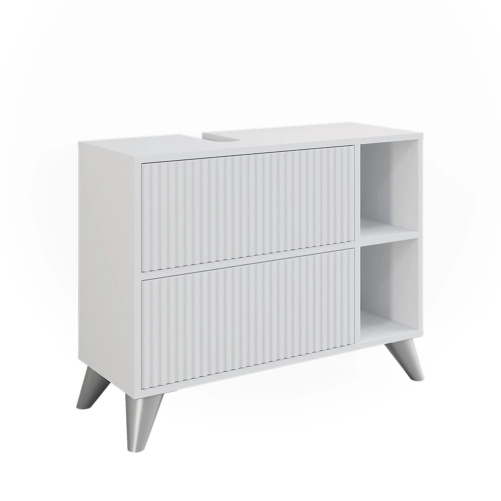 Vicco Waschbeckenunterschrank Weiß 80 x 62 cm mit 2 Schubladen, Leano