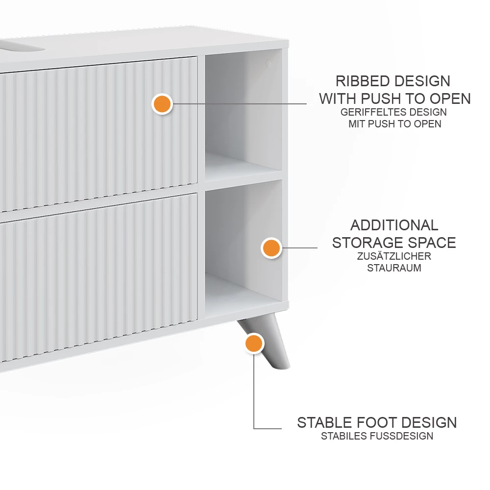 Vicco Wastafelonderkast Wit 80 x 62 cm met 2 laden, Leano