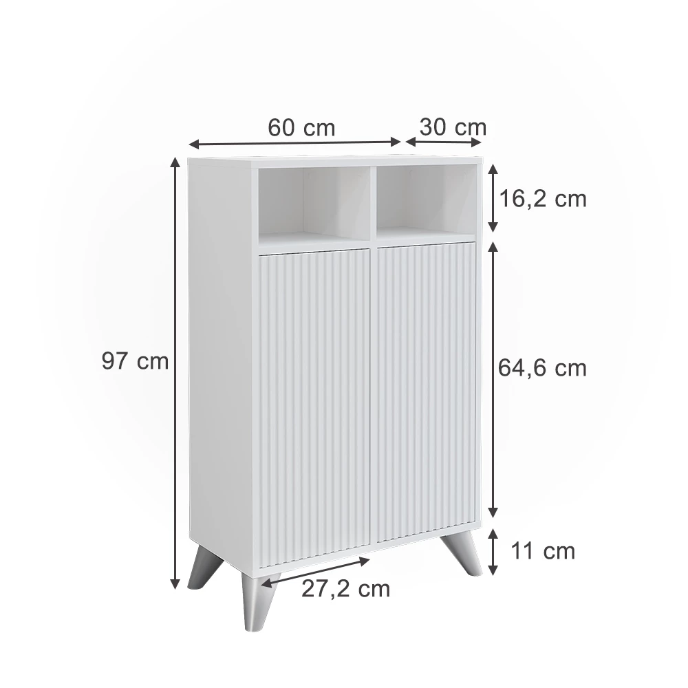 Vicco Bianco 60 x 97 cm con 2 porte, Leano