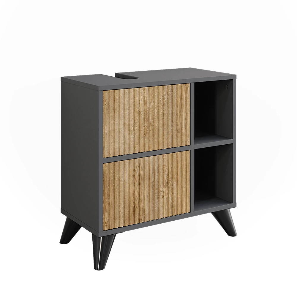 Vicco Armário baixo para pia Anthrazit/Bergeiche 60x62 cmmit 2 Schubladen, Leano