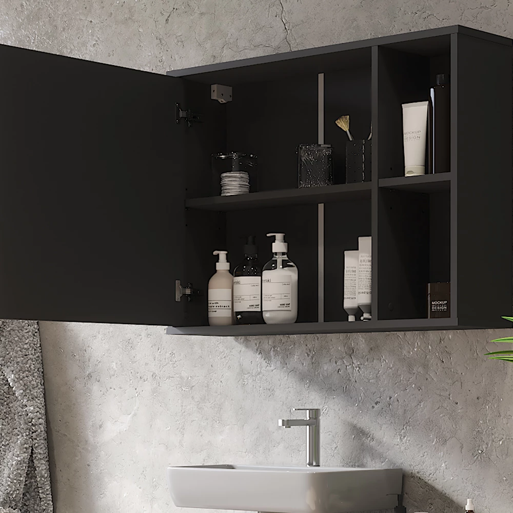 Vicco Badspiegelschrank Anthrazit 80 x 60 cm, Leano