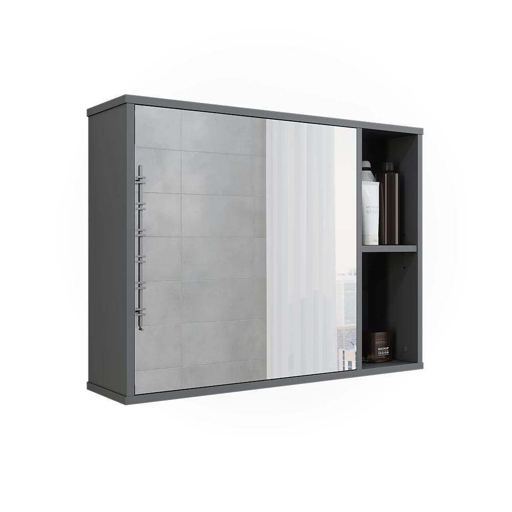 Vicco Badspiegelschrank Anthrazit 80 x 60 cm, Leano