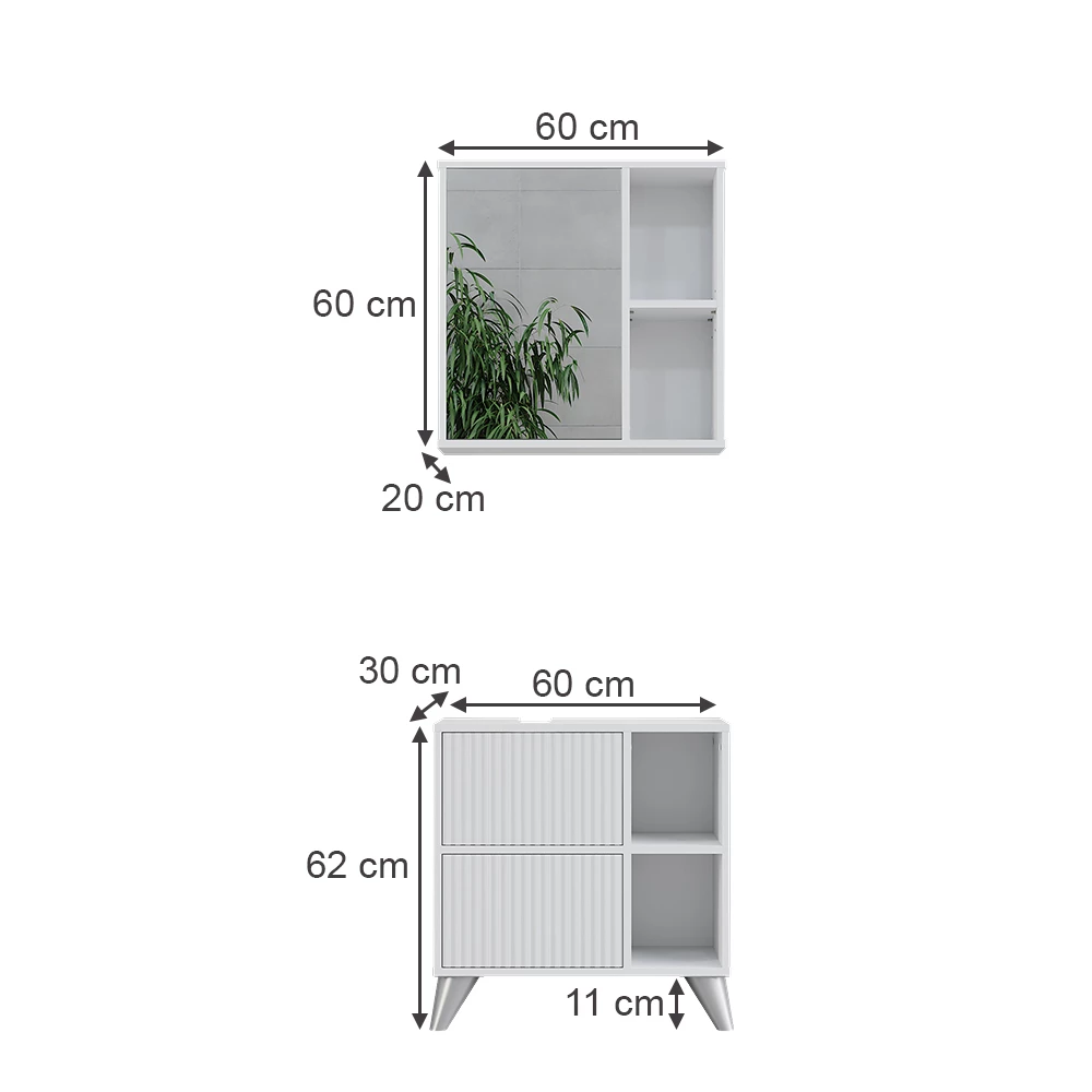 Vicco Badmöbel-Set Weiß 2 Teile, Leano