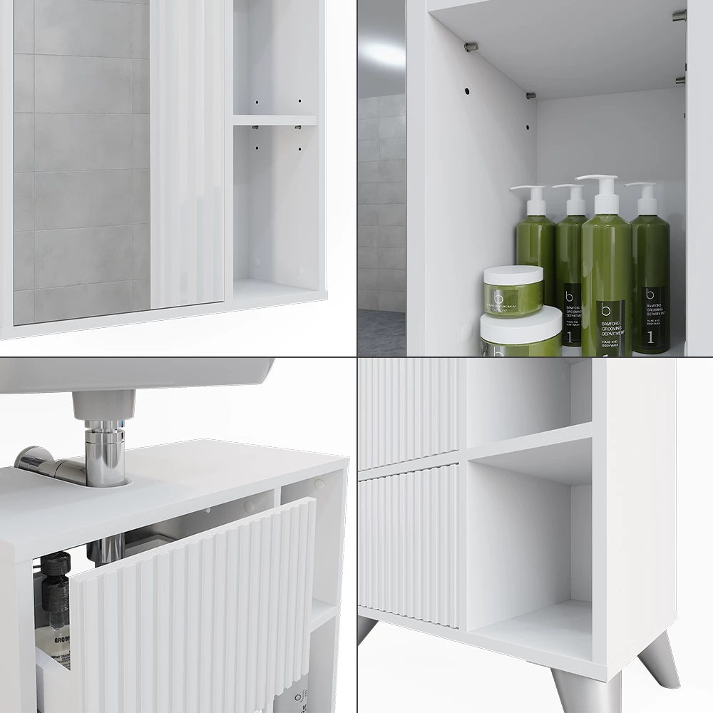 Vicco Badmöbel-Set Weiß 2 Teile, Leano