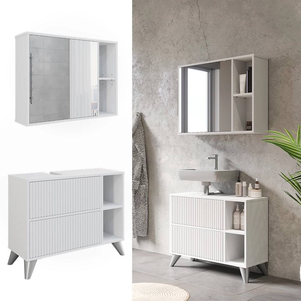 Vicco Badmöbel-Set Branco 80 cm, Set 1, Leano