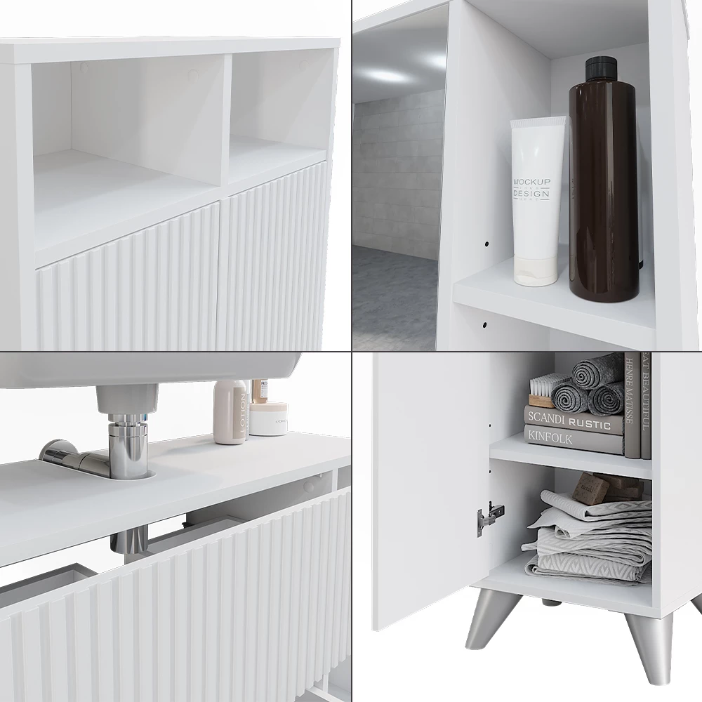 Vicco Badkamermeubelset Wit Set 4, Leano